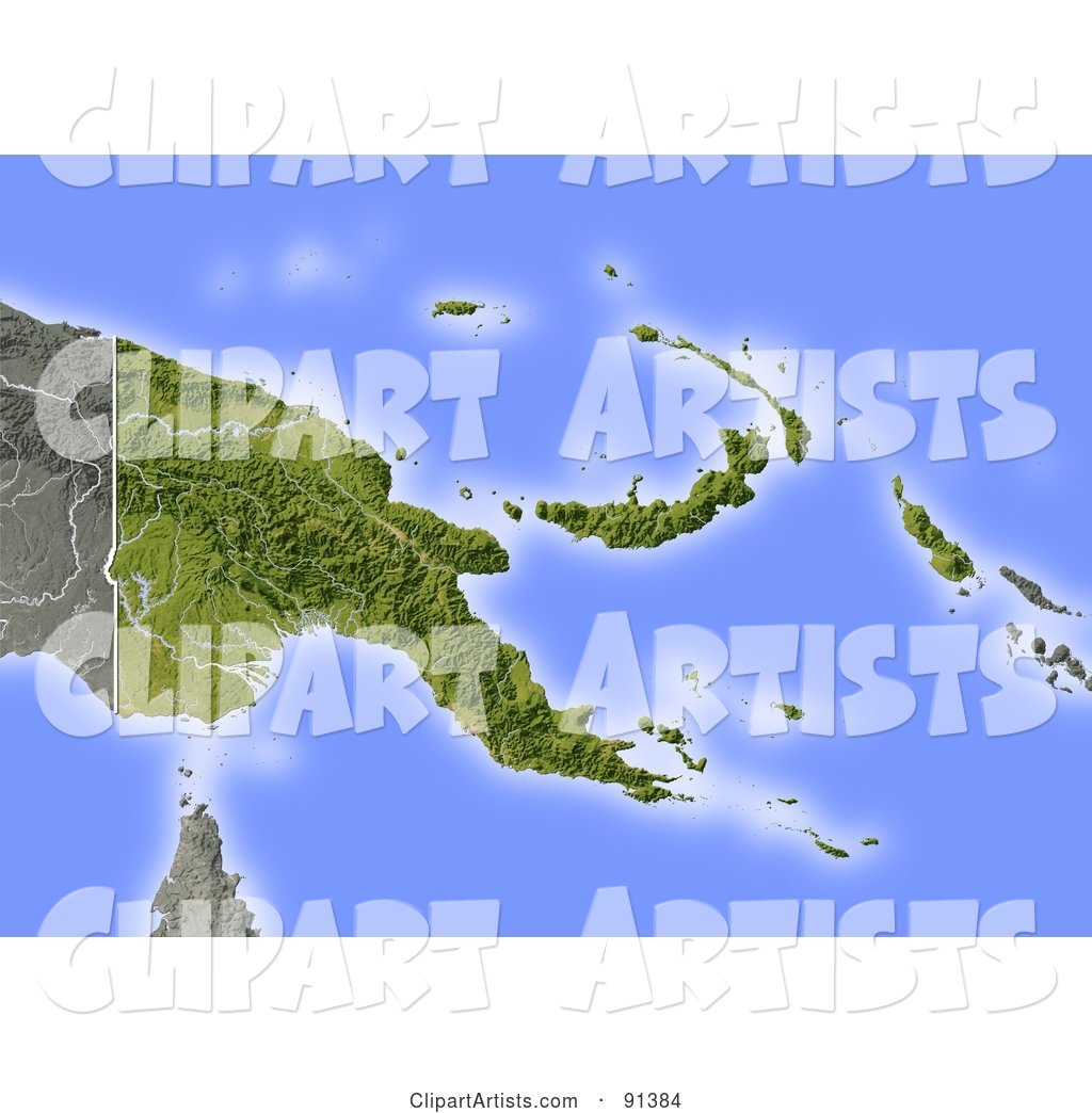 Shaded Relief Map of Papua New Guinea