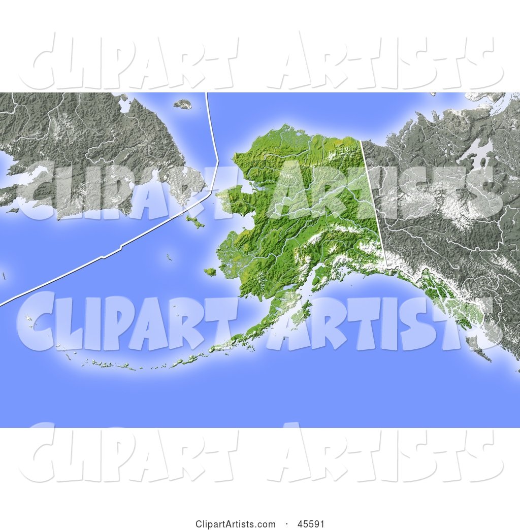 Shaded Relief Map of the State of Alaska