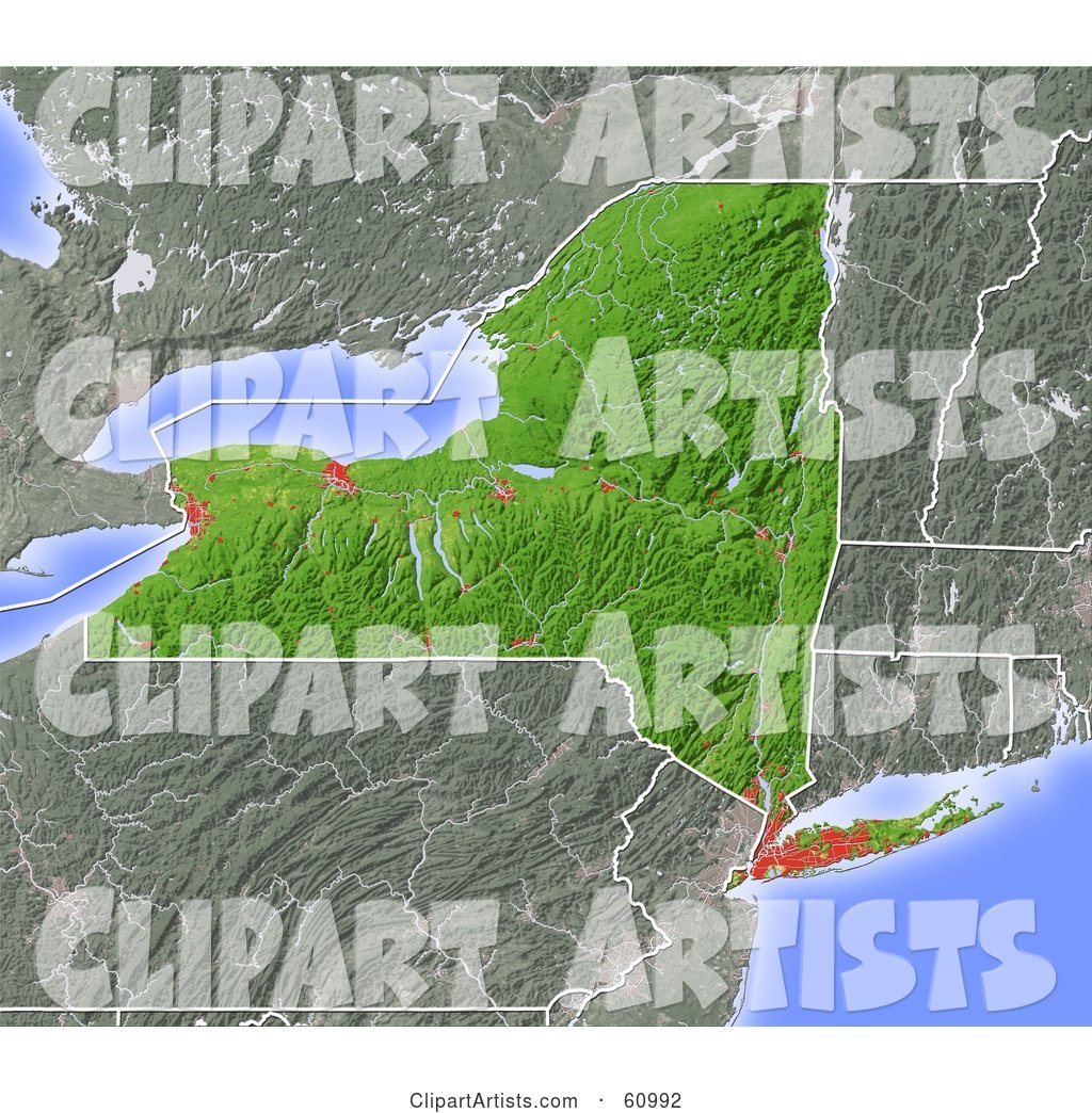 Shaded Relief Map of the State of New York