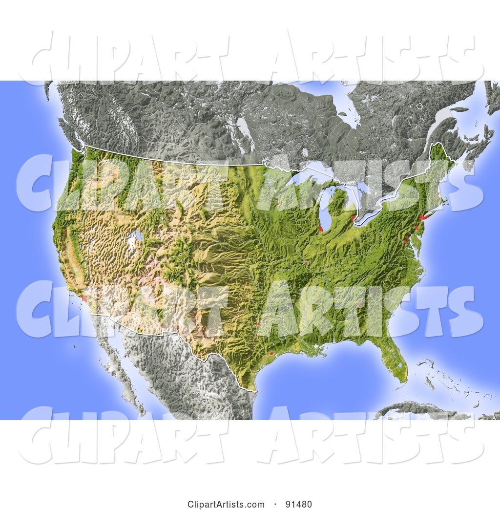Shaded Relief Map of the USA