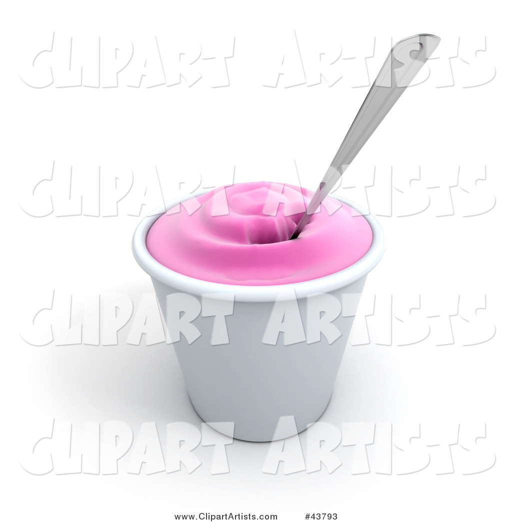 Spoon in a Cup of Strawberry Frozen Yogurt