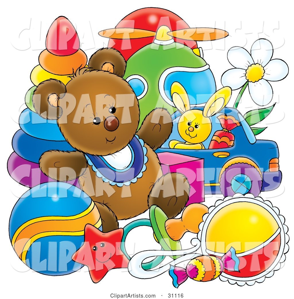 Teddy Bear with Baby Toys in a Nursery