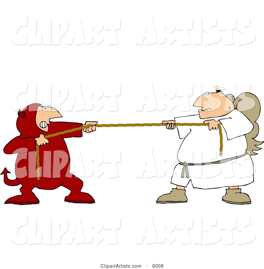 Tug of War Battle Between Good and Evil (Devil and Angel)
