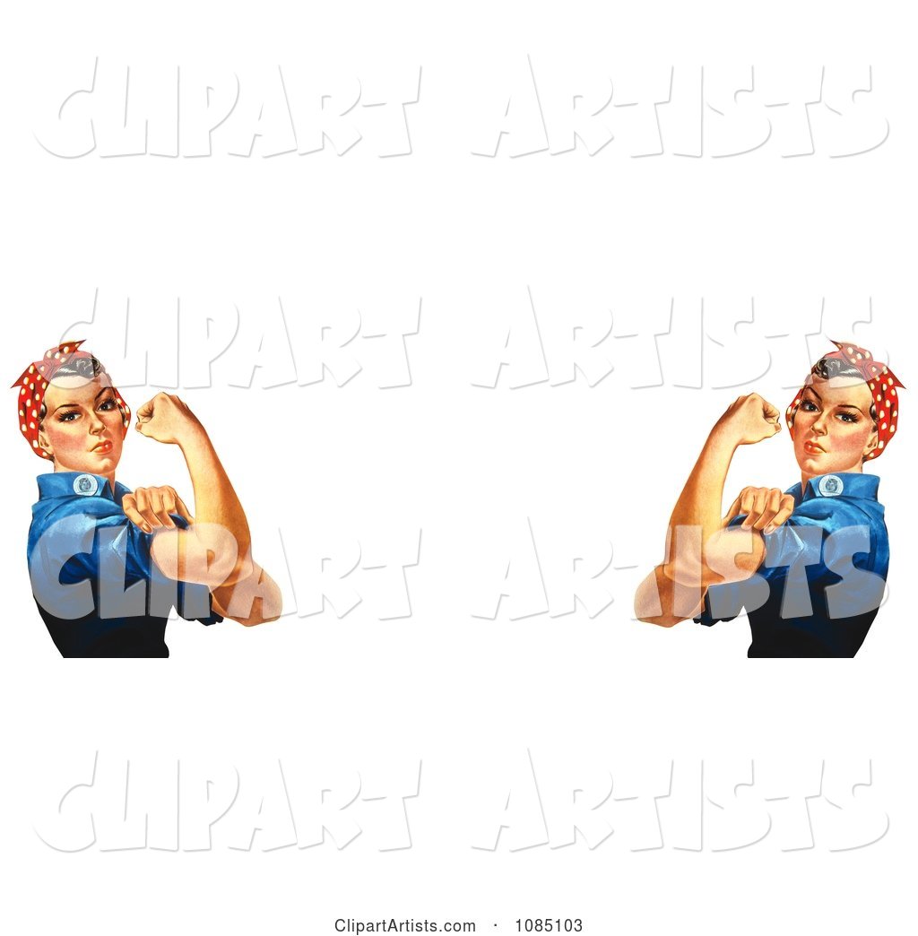 Two Rosie the Riveters Flexing Their Muscles