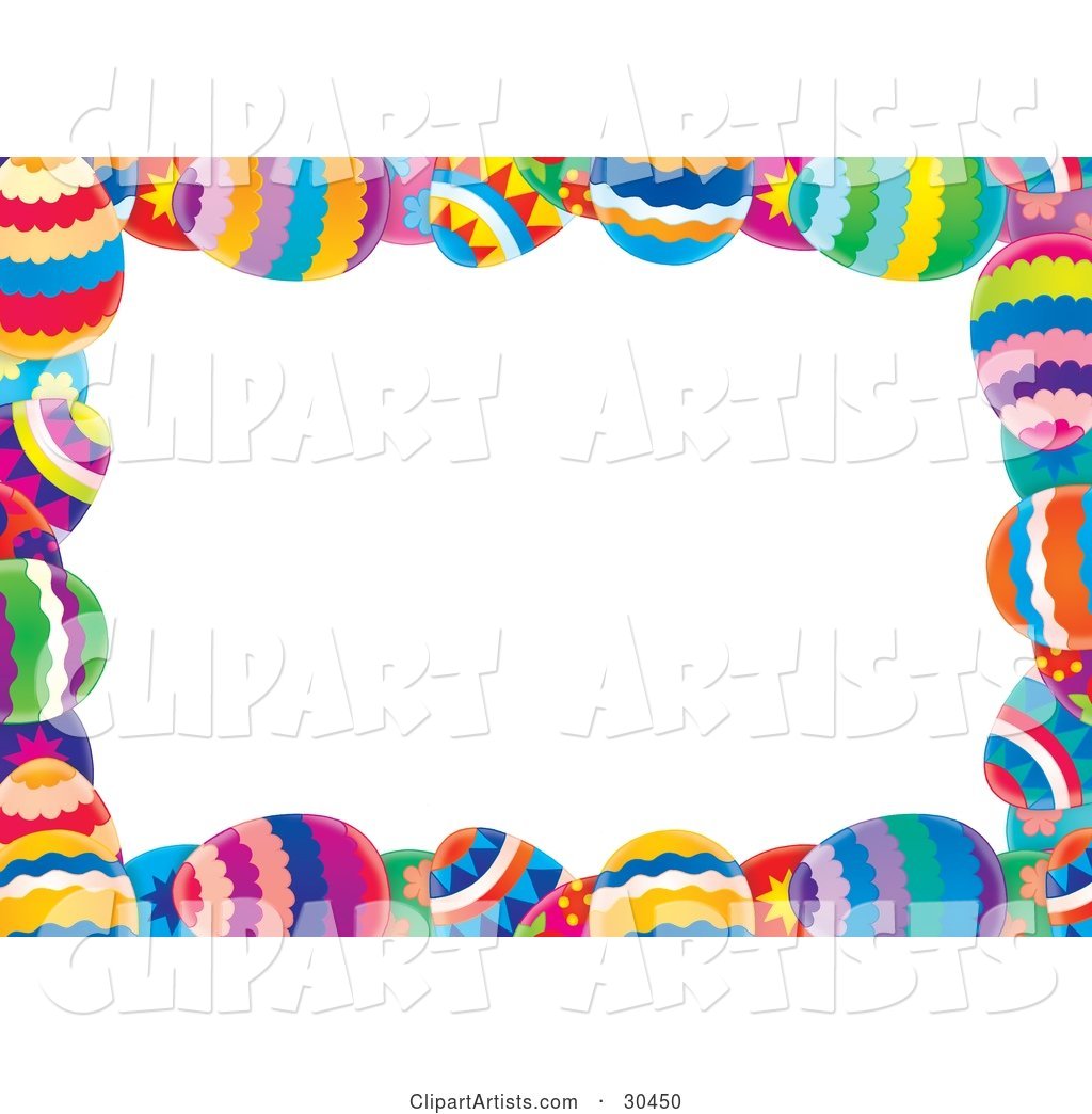 White Stationery Background Bordered with Colorful Easter Eggs