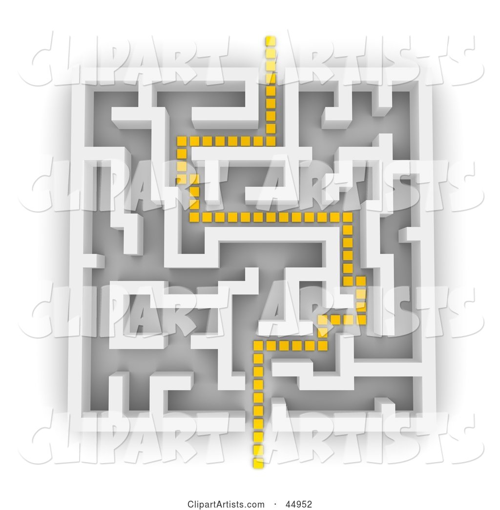 Yellow Path Leading Through the Confusion of a Maze