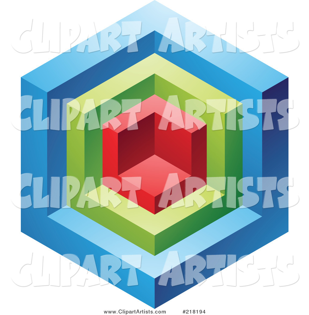 Abstract Blue, Red and Green Cube Logo Icon