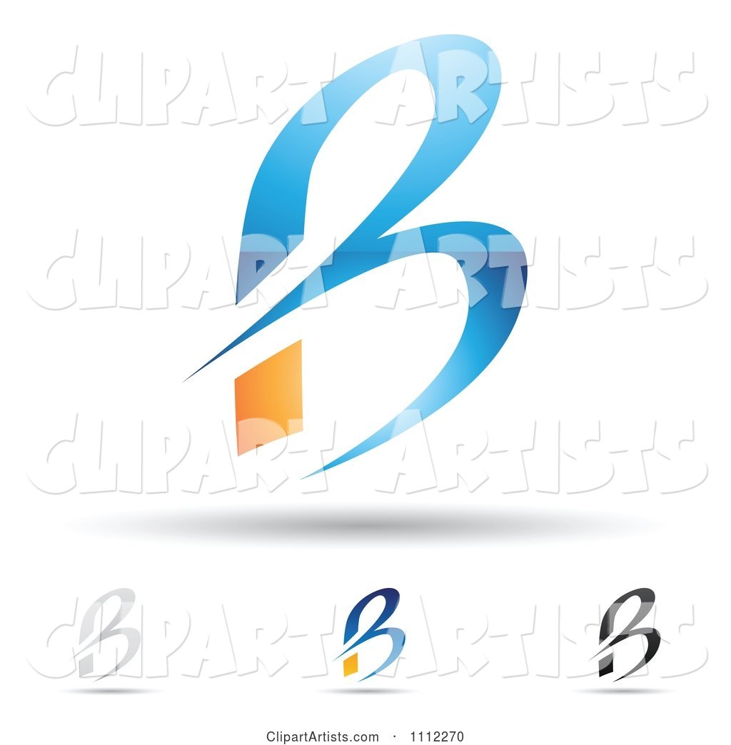Abstract Letter B Icons with Shadows 4