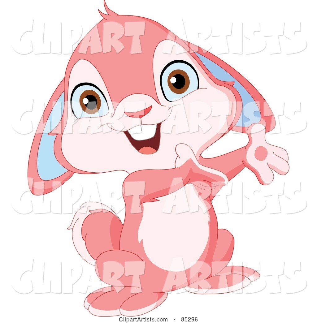 Adorable Presenting Pink Bunny Rabbit