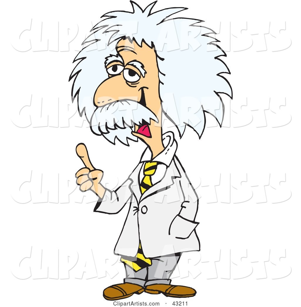 Albert Einstein Standing and Gesturing with His Finger