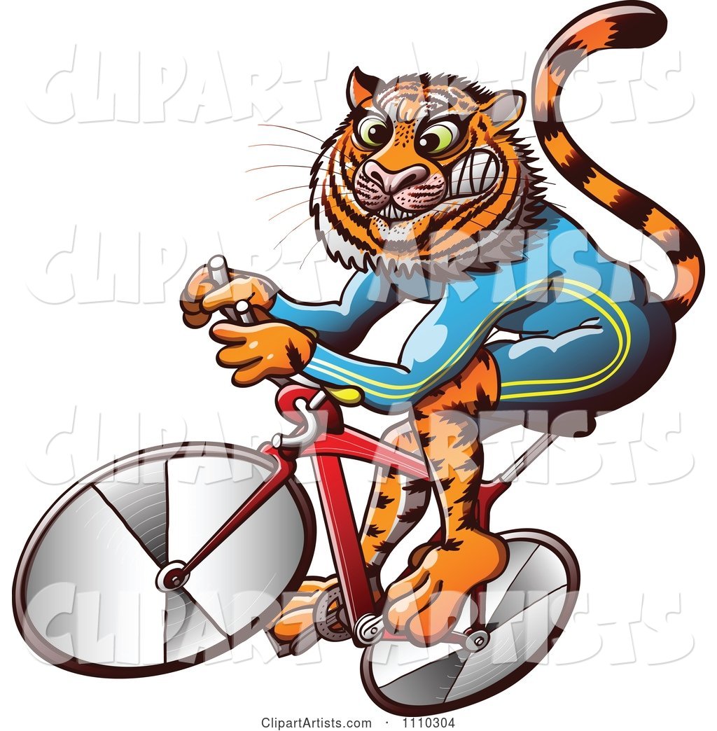 Athletic Tiger Cycling on a Bike