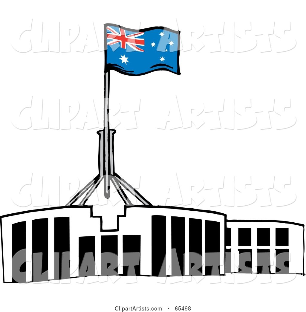 Australian Flag Atop the Parliament House, Canberra