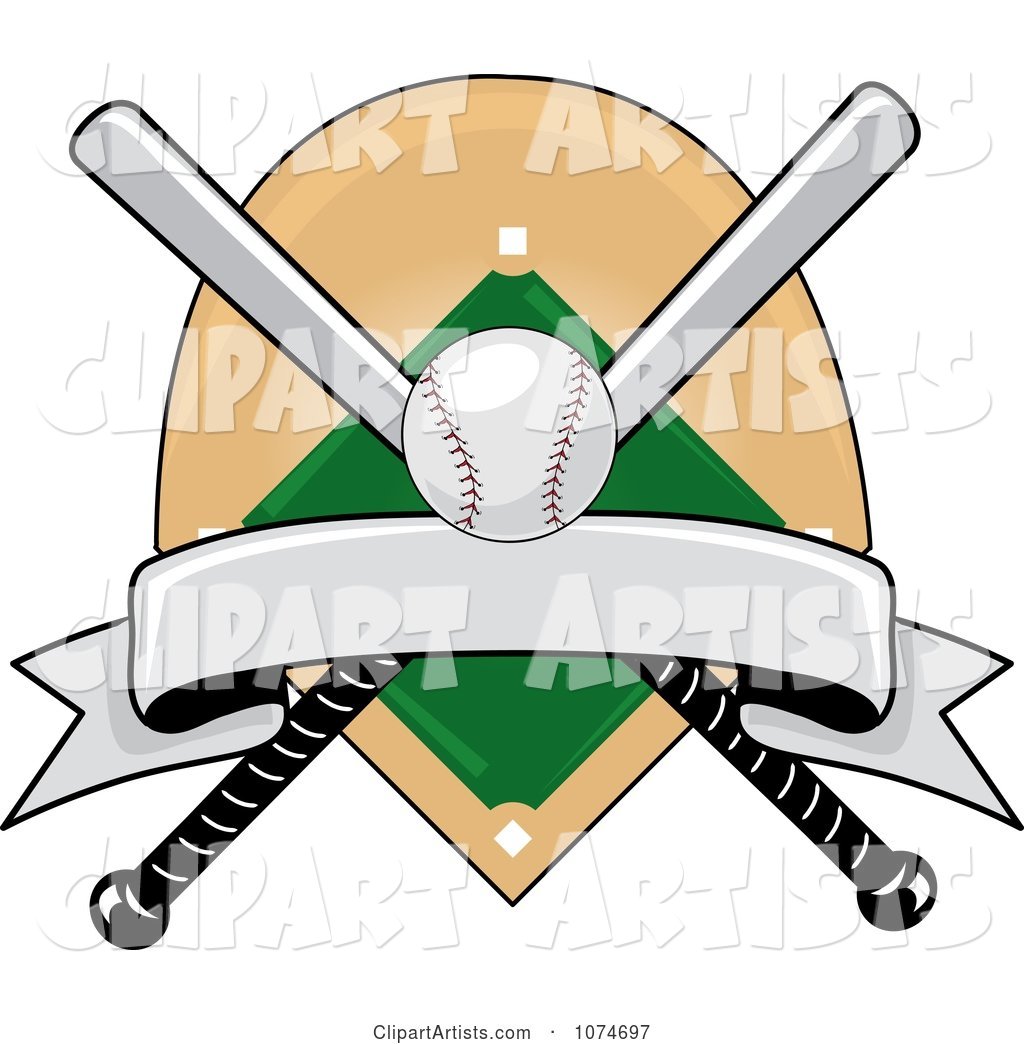 Baseball Bat Banner Field and Ball Logo 3
