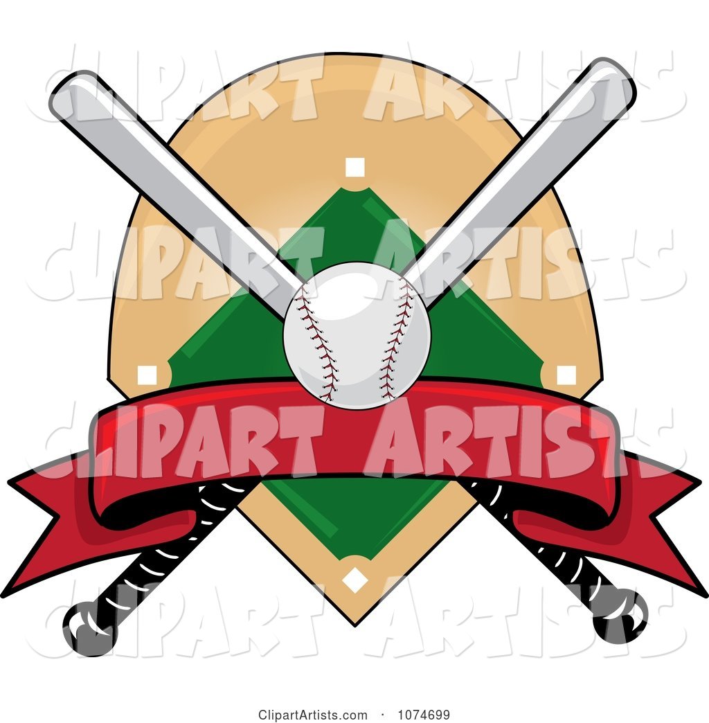 Baseball Bat Banner Field and Ball Logo 4