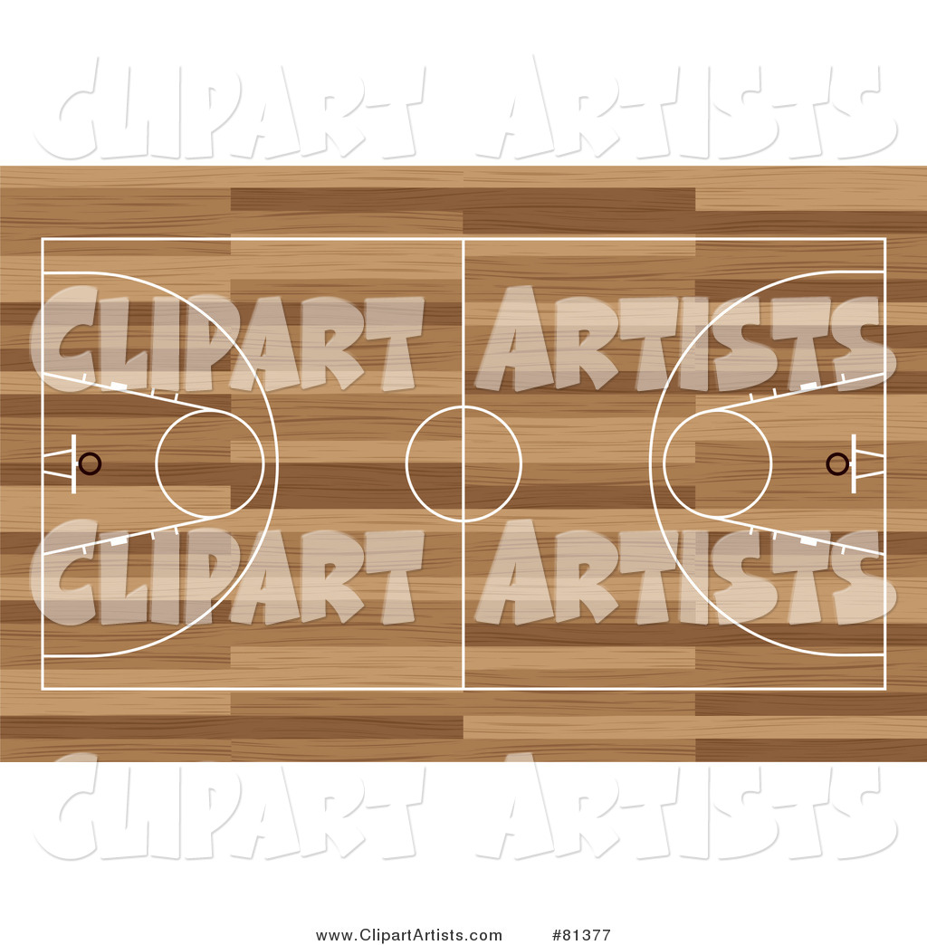 Basketball Court Aerial on Wood