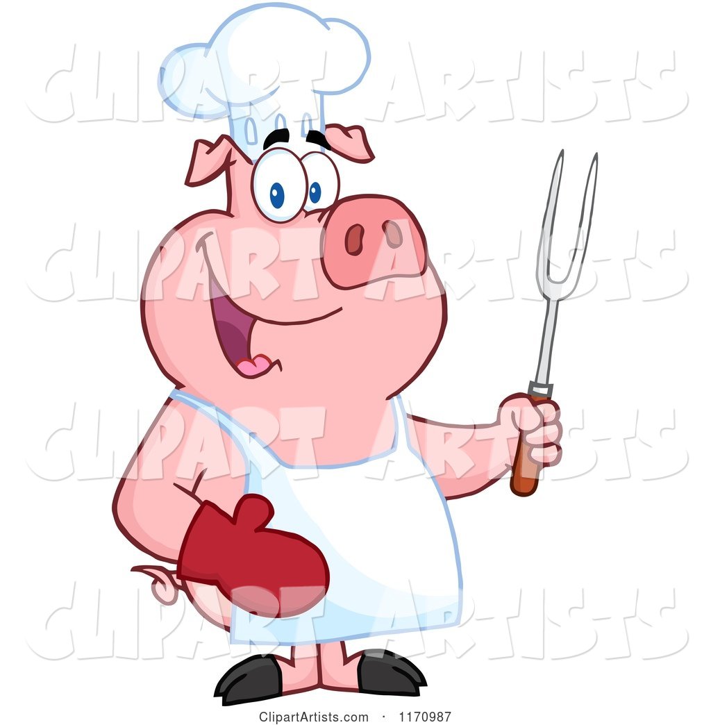 Bbq Chef Pig Holding a Fork