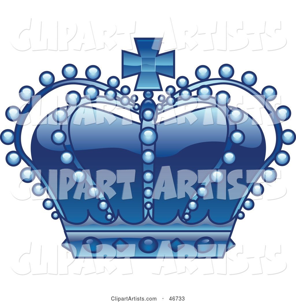Beaded Blue Royal King's Crown with Jewels