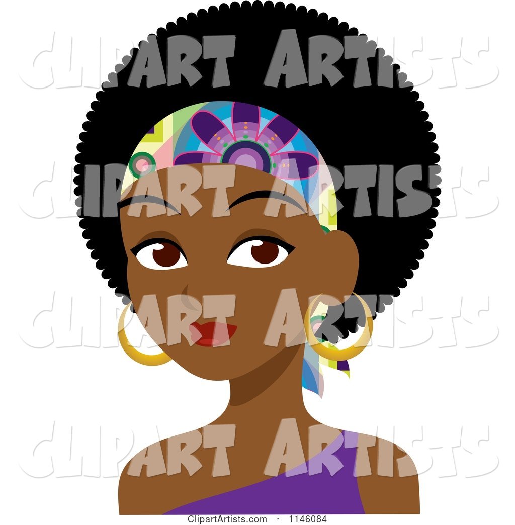 Beautiful Black Woman with an Afro and Headband