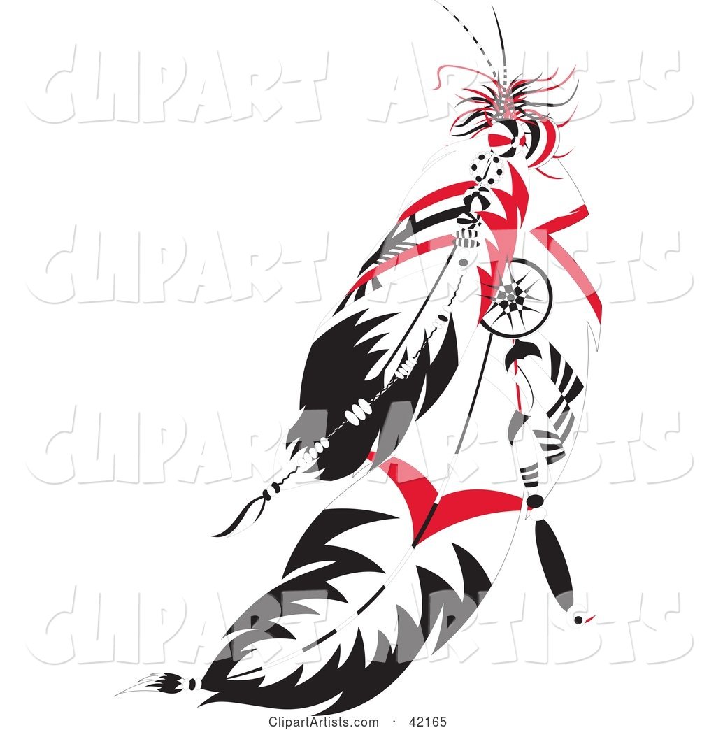 Black and Red Native American Feathers