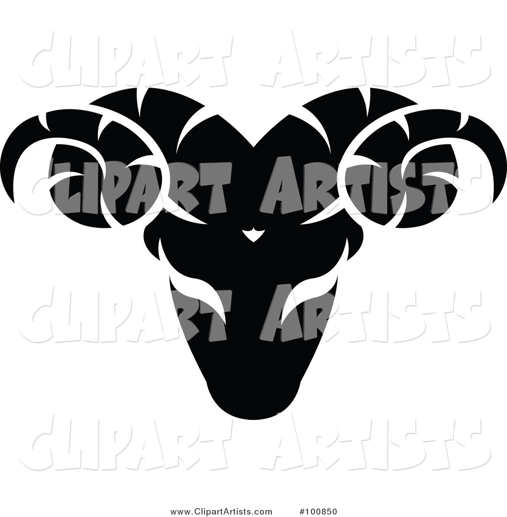 Black and White Aries Ram Zodiac Icon