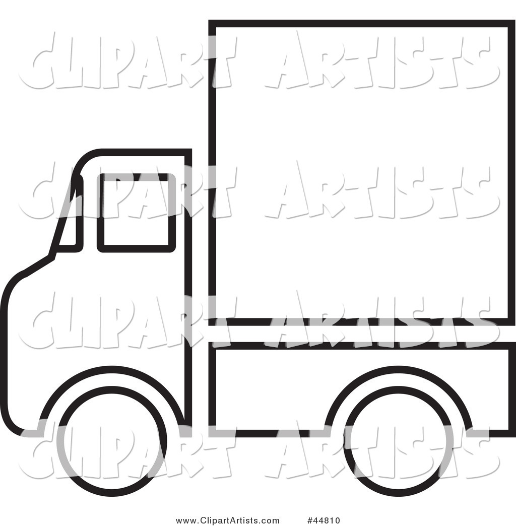 Black and White Delivery Service Truck Outline