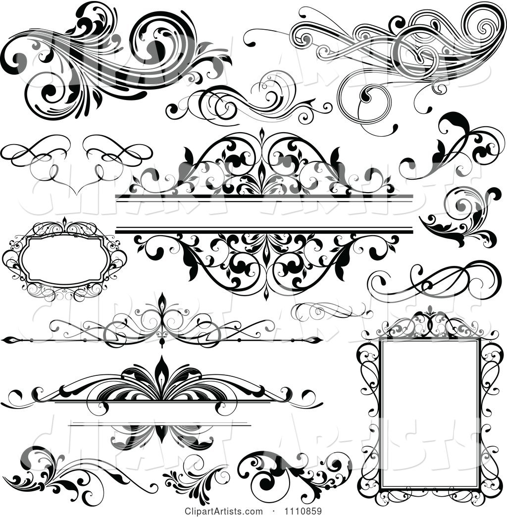 Black and White Design Elements Frames and Flourishes