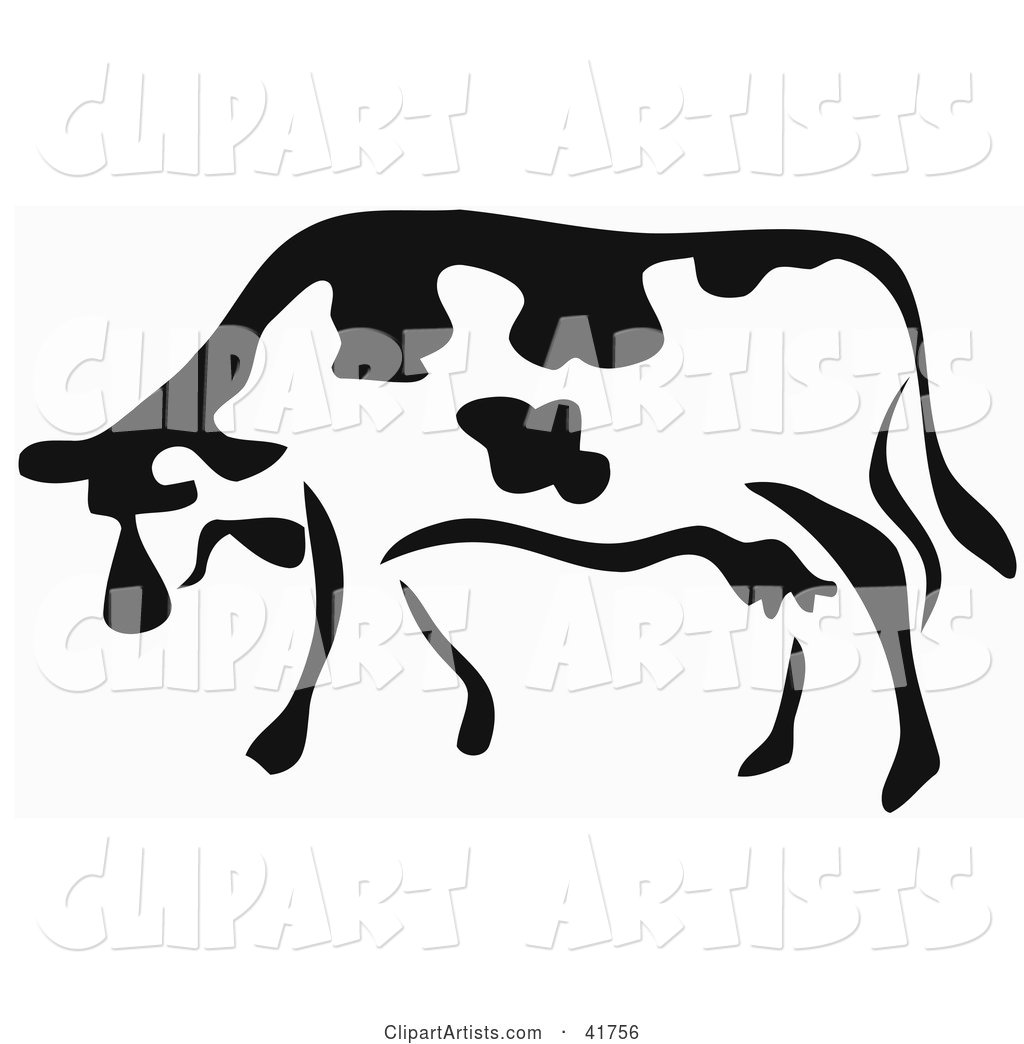 Black and White Paintbrush Stroke Styled Cow