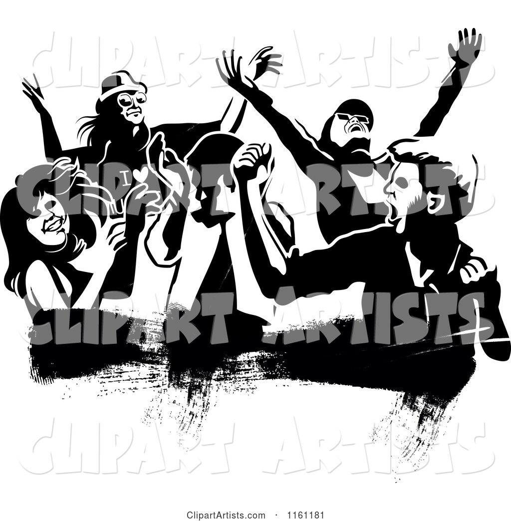 Black and White People Dancing over a Grunge Smear