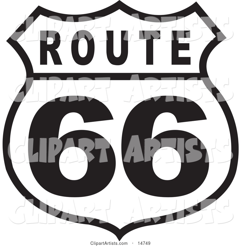 Black and White Route 66 Sign