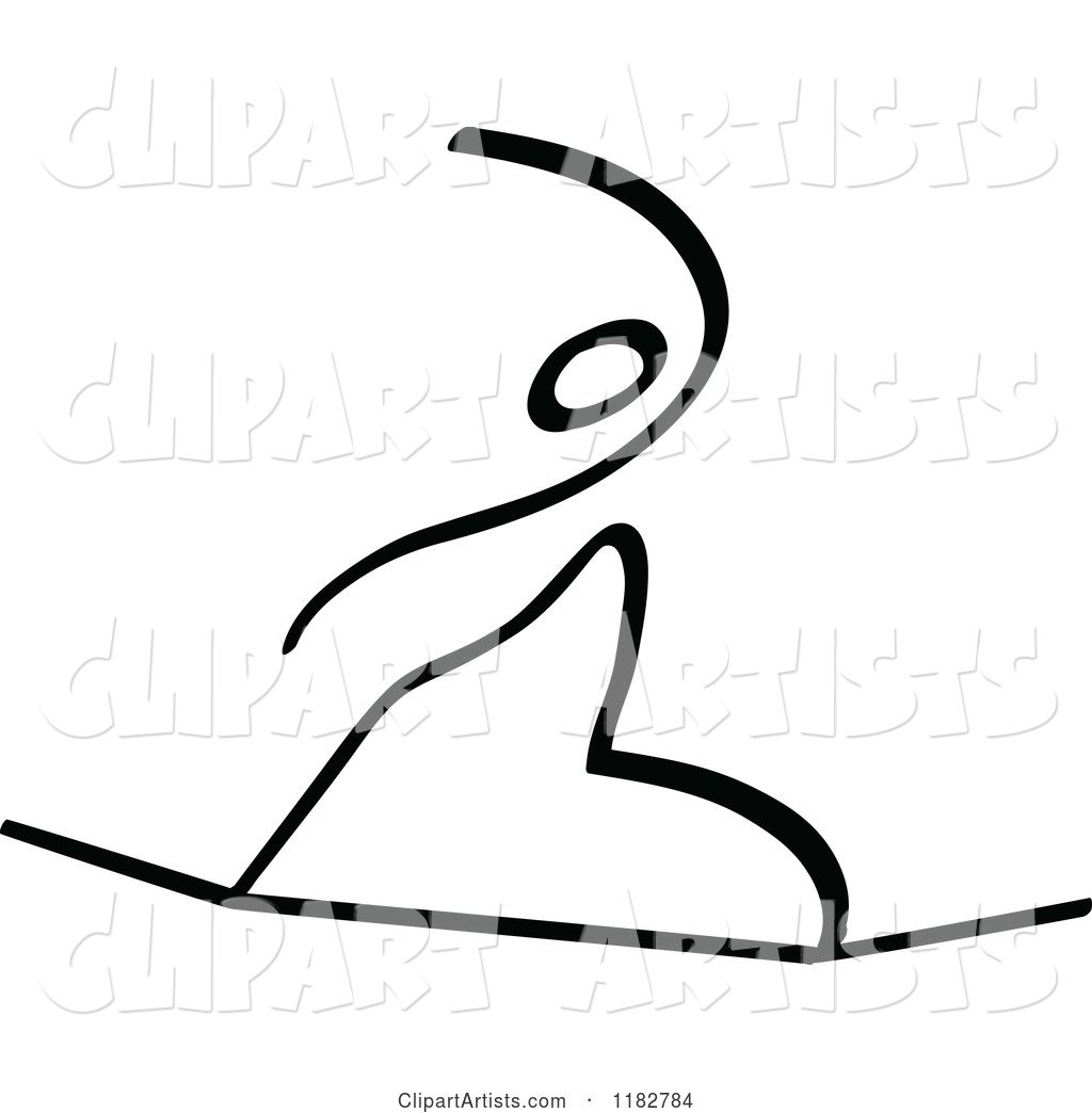 Black and White Stick Drawing of a Person Slacklining