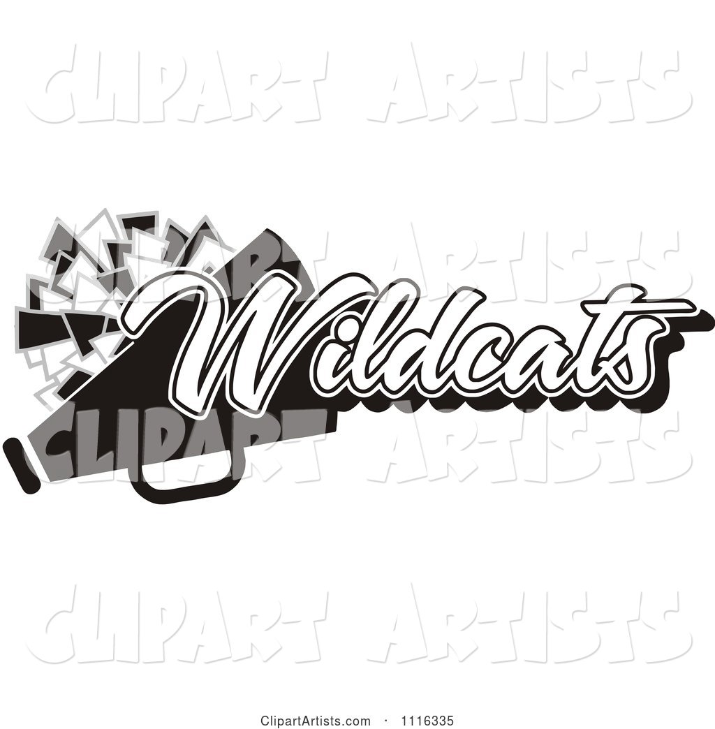 Black and White Wildcats Cheerleader Design
