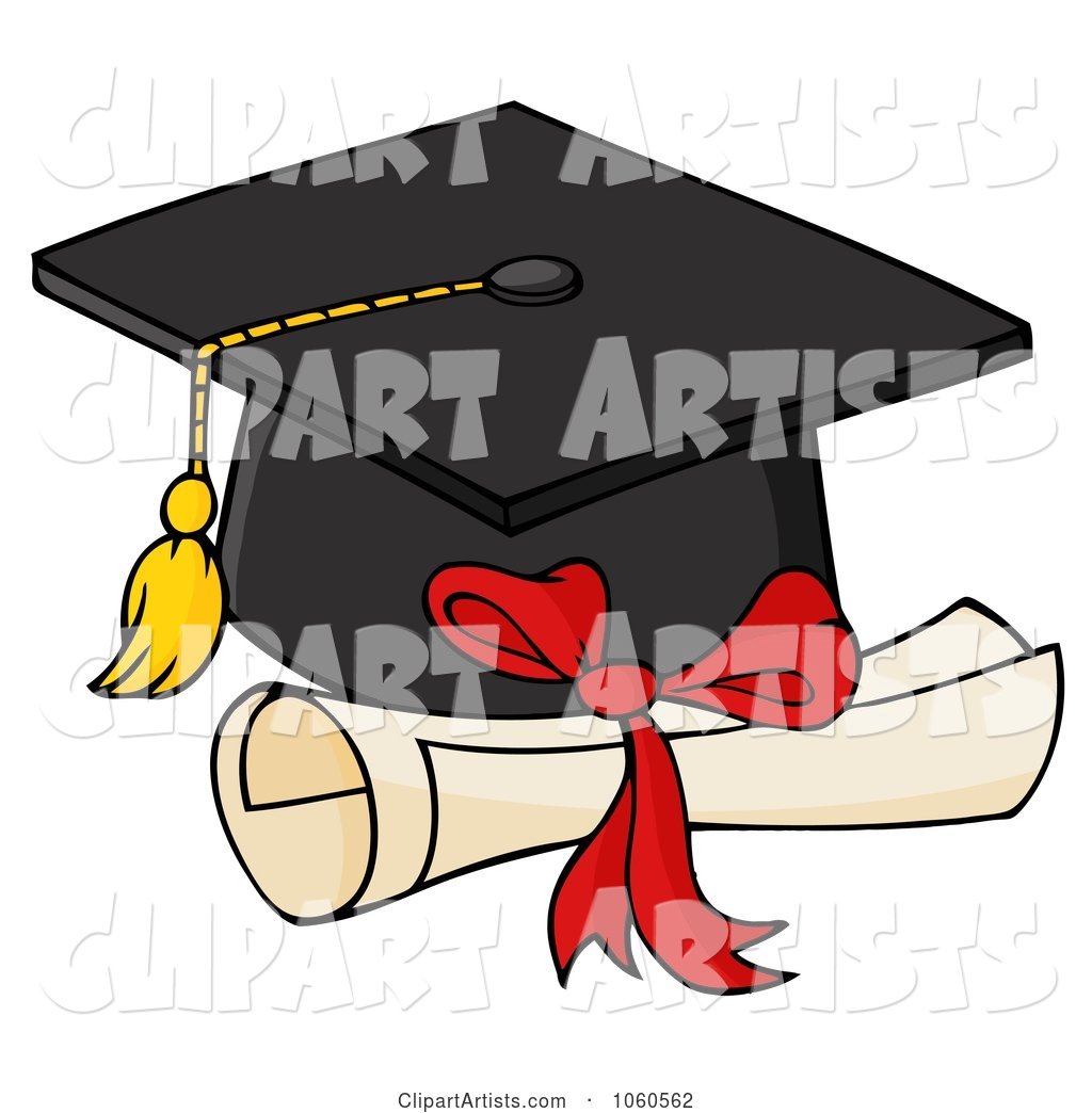 Black Graduation Cap and Diploma