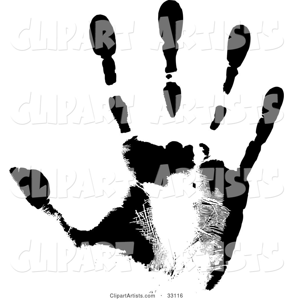 Black Hand Print Showing the Skin Patterns