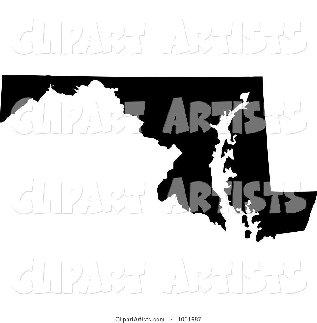 Black Silhouetted Shape of the State of Maryland, United States