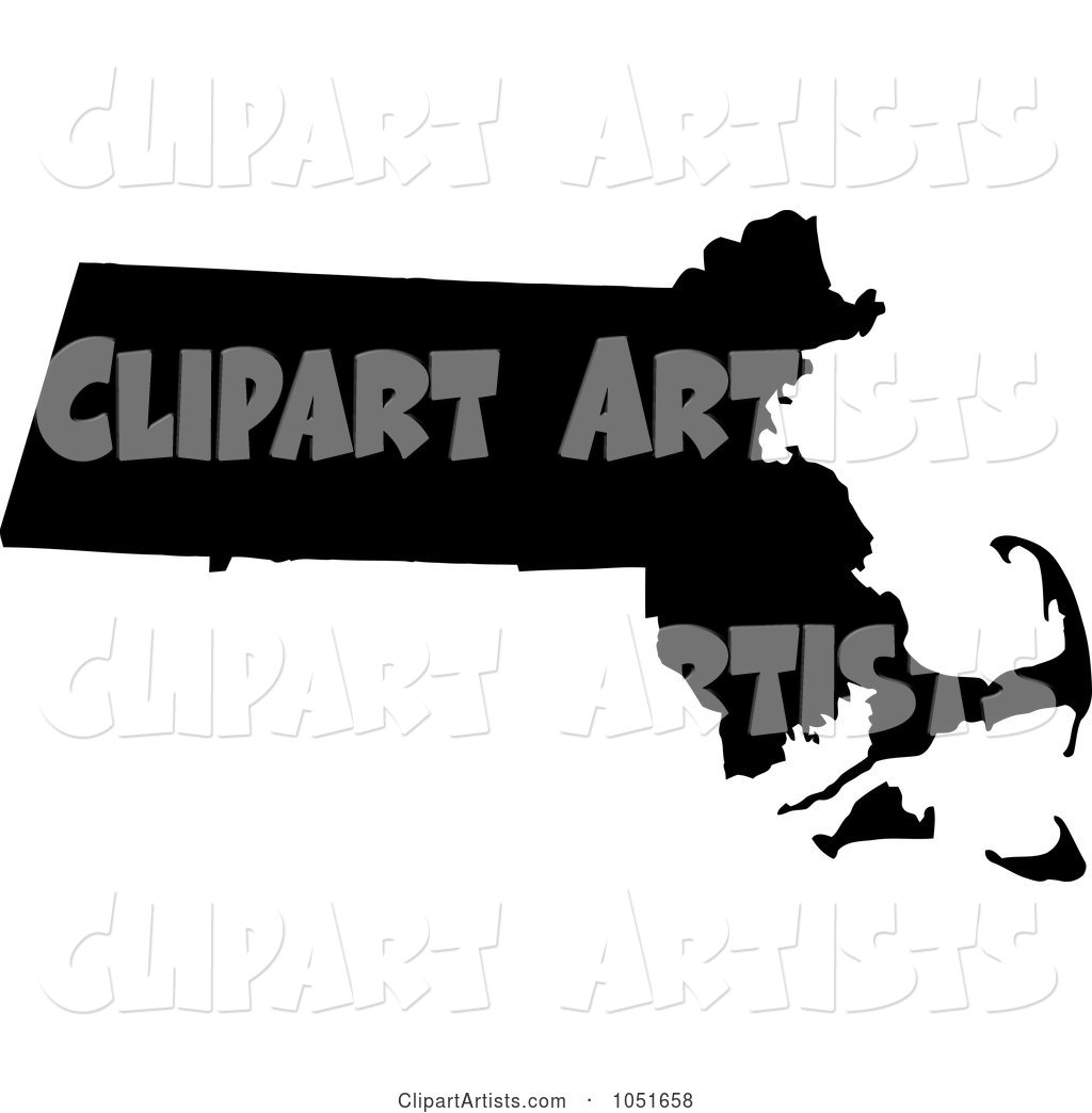 Black Silhouetted Shape of the State of Massachusetts, United States