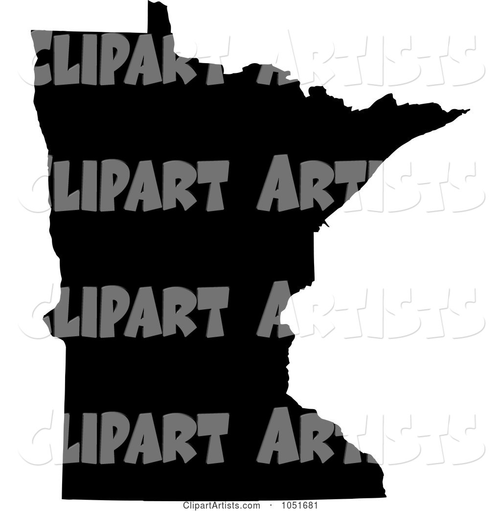 Black Silhouetted Shape of the State of Minnesota, United States