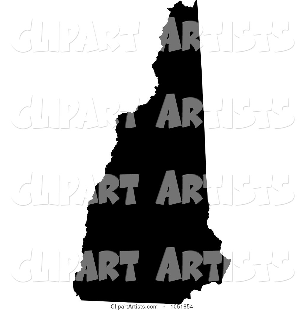 Black Silhouetted Shape of the State of New Hampshire, United States