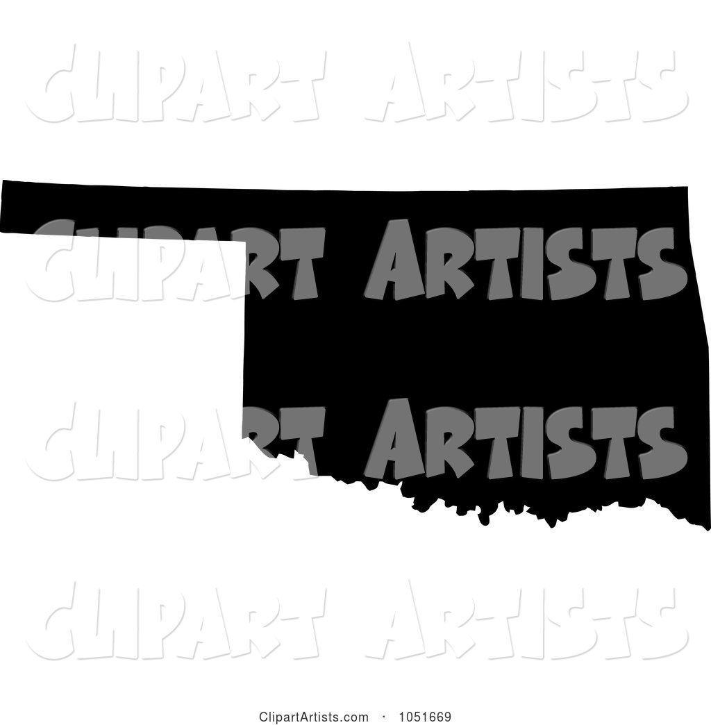 Black Silhouetted Shape of the State of Oklahoma, United States
