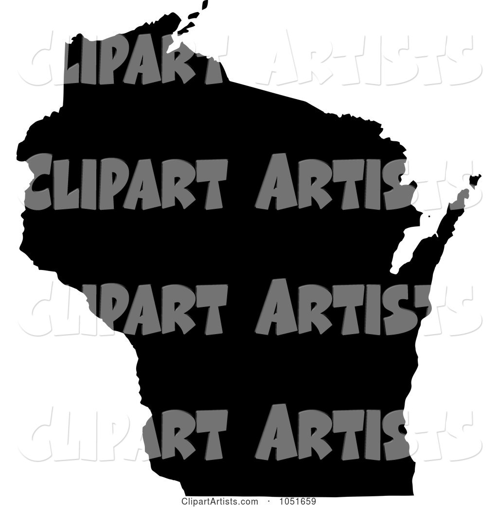 Black Silhouetted Shape of the State of Wisconsin, United States
