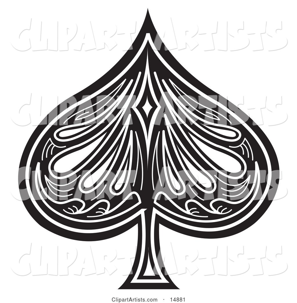 Black Spade on a Playing Card