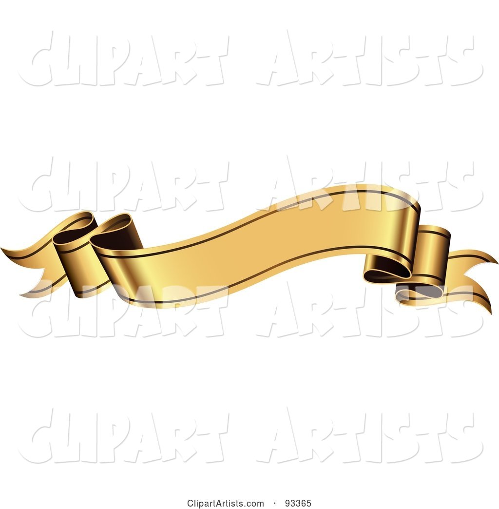 Blank Wavy Gold Ribbon Banner