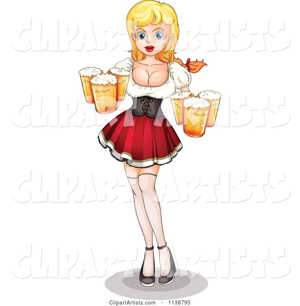 Blond German Oktoberfest Lady with Beer