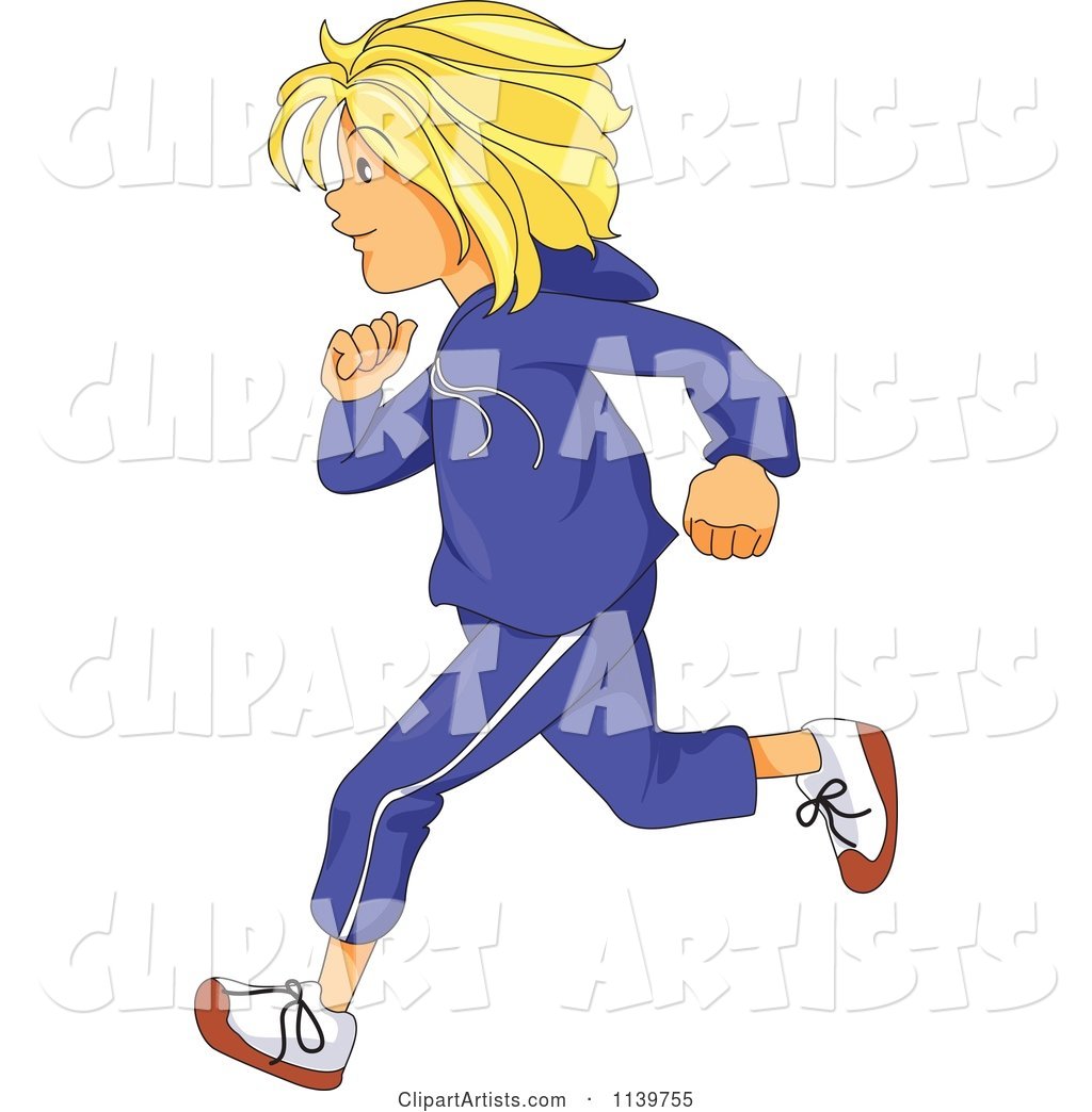 Blond Girl Running in Sweats
