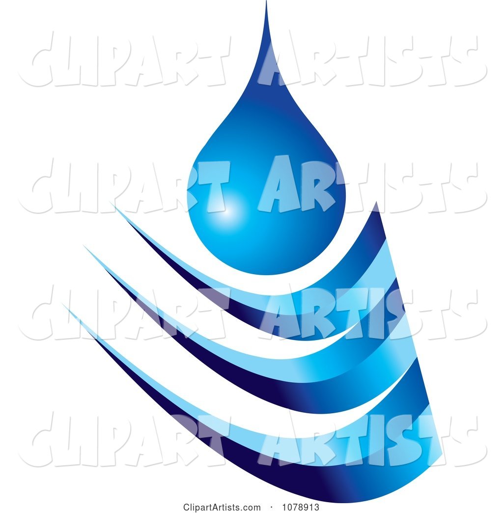 Blue Droplet and Wave Logo