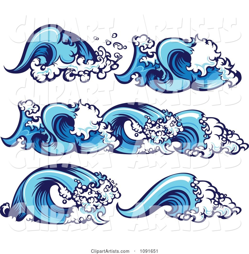 Blue Ocean Wave Borders and Design Elements