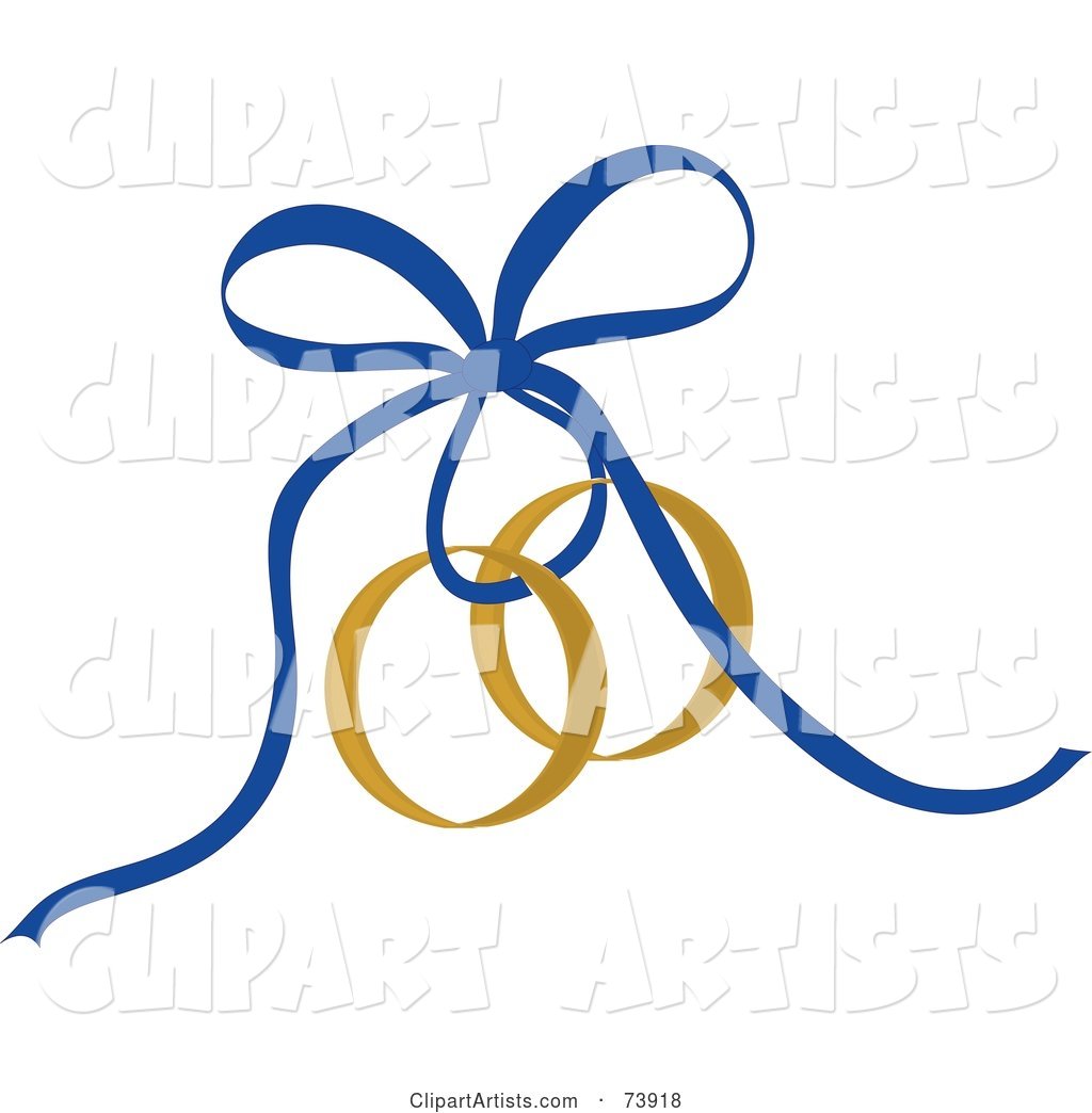 Blue Ribbon Securing Gold Wedding Rings