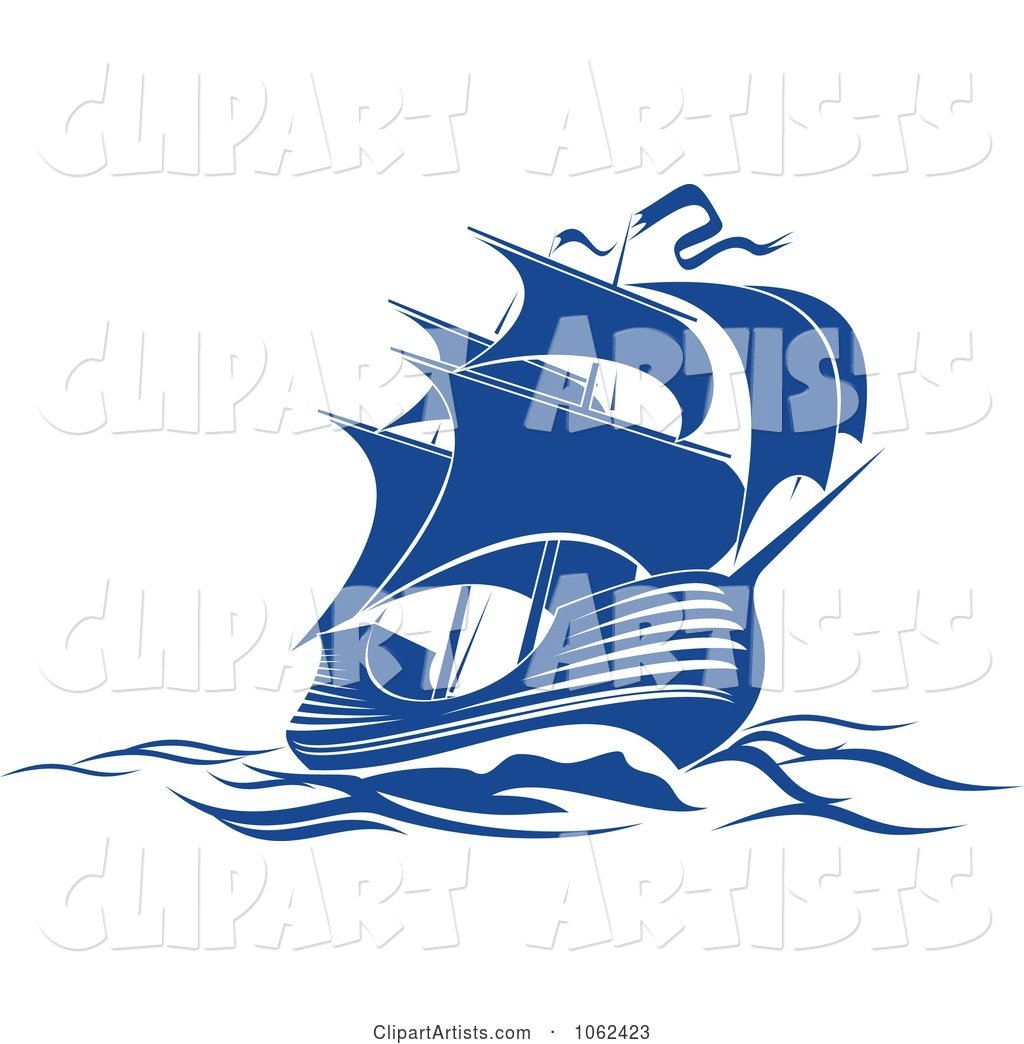 Blue Sailing Ship 3