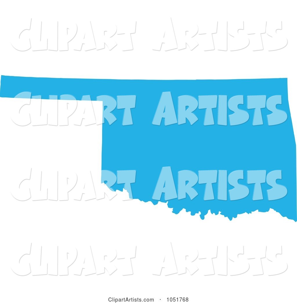 Blue Silhouetted Shape of the State of Oklahoma, United States
