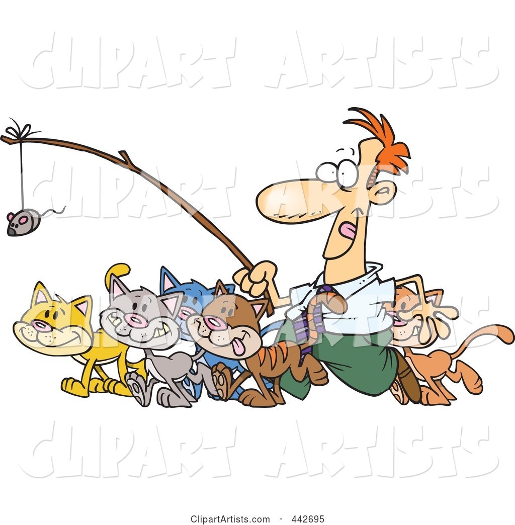 Cartoon Businessman Herding Cats