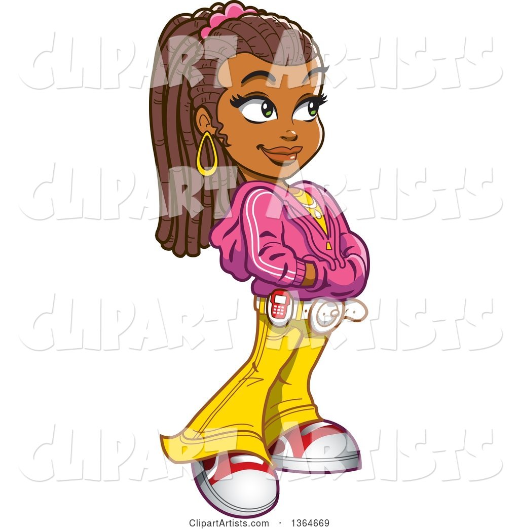 Cartoon Casual Black Girl Looking Skeptical